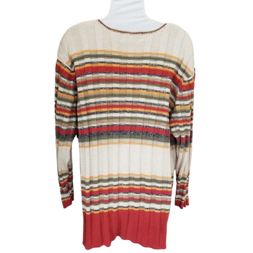 Vintage Liz Claiborne Striped V-Neck Textured Wool Blend Sweater Size 3 Plus - Picture 2 of 6